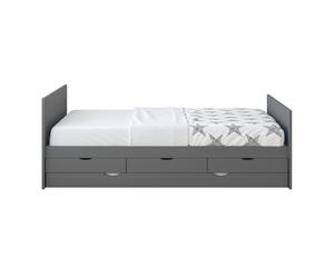 Sunny Eli Cama infantil con cama extraible y 3 cajones, gris | sin colchon - 206,5 x 97 x 75 cm / para colchon de dimensiones: 90 x 200 cm.