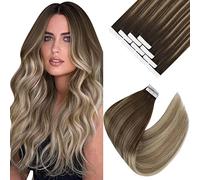 Sunny Extensiones de Cabello Natural Adhesivas 18 Pulgadas Tape in Human Hair Extensiones [4/14/60# Balayage Marron con Rubias] Cabello Extensionesed Natural 20PCS/50G