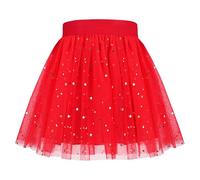 Sunny Fashion Chicas Falda Rojo Brillar Resplandecer Estrella Luna Ballet Tutu Tul Elástico Fiesta 7-8 años