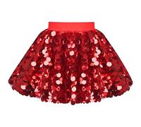 Sunny Fashion Chicas Falda Rojo Cintura Alta Deslumbrante Lentejuela Fiesta Ballet Baile Celebracion 6 años