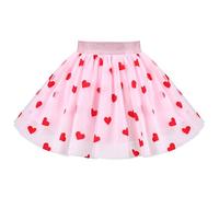 Sunny Fashion Chicas Falda Rosa Enamorado Día Amor Corazón Mini Cintura Alta Malla Tutu Baile 7-8 años