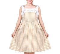 Sunny Fashion Vestido Niña Cuadros Sin Mangas Halloween Casual 4-10 años | 100% Algodón, Tirantes con Volantes, Cuello Cuadrado, Cremallera Oculta, Largo Rodilla