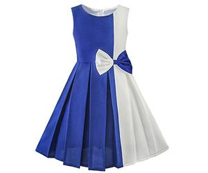 Sunny Fashion Vestido para niña Color Bloquear Contraste Corbata de moño Todos los días Fiesta 6 años