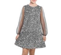 Sunny Fashion Vestido para niña Plata Morado Brillante Resplandecer Lentejuela Bloque de Color Sin Mangas 5-10 años
