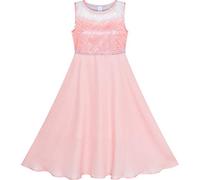Sunny Fashion Vestido para niña Rosa Diamante de imitación Gasa Dama de Honor Baile Maxi Vestido 6 años