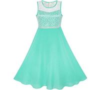 Sunny Fashion Vestido para niña Turquesa Gasa Dama de Honor Baile Pelota Maxi Vestido 7 años