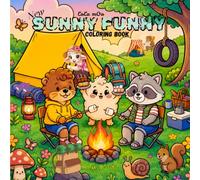 SUNNY FUNNY: Cute Kawaii Coloring Book for Adults & Teens - Fuzzy Animals in Fun Summertime Scenes Easy Hand-Drawn Designs for Relaxation