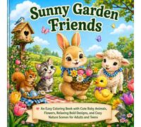 Sunny Garden Friends: An Easy Coloring Book with Cute Baby Animals, Flowers, Relaxing Bold Designs, and Cozy Nature Scenes for Adults and Teens