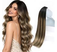 Sunny Hair Human Hair Tape in Extensions #1B/4/18 20pcs for Night Out | Smooth End Flow,Black with Brown Balayage Ash Brown,Flexible Styling,Even Volume for Family Celebrations,14 Inch 50g