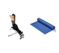 Sunny Health and Fitness 45 Degree Hyperextension Roman Chair, Steel, Grey, One Size + Yoga Mat - Blue