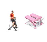 Sunny Health and Fitness Exercise Stepping Machine, Portable Mini Stair Stepper + Upright Row-N-Ride, Versatile Full-Body Workout Squat Assist Trainer