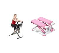 Sunny Health and Fitness Row-N-Ride™ Pro Squat Assist Trainer, Rowing Machine + Exercise Stepping Machine, Portable Mini Stair Stepper for Home, Desk or Office Workouts
