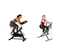 Sunny Health and Fitness Row-N-Ride™ Pro Squat Assist Trainer, Rowing Machine + Indoor Cycling Wheel with Magnetic Belt Drive, 136kg MAX Weight, Pedal Hook ,Tablet Holder