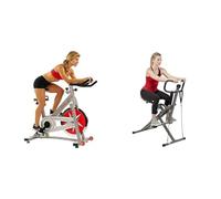 Sunny Health and Fitness Row-N-Ride™ Pro Squat Assist Trainer, Rowing Machine + Indoor Studio Cycle Pro Exercise Bike with 18 KG (40 Pound) Flywheel and Chain Drive