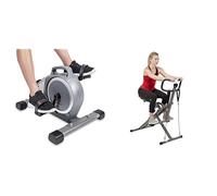 Sunny Health and Fitness Row-N-Ride™ Pro Squat Assist Trainer, Rowing Machine + Magnetic Under Desk Mini Exercise Cycle Bike, Dual Function, w/ Digital Monitor and Carrying Handle