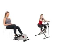 Sunny Health and Fitness Row-N-Ride™ Pro Squat Assist Trainer, Rowing Machine + Sunny Health and Fitness Portable Mini with Resistance, LCD Monitor, Foot & Leg Pedal Exerciser