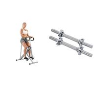 Sunny Health and Fitness Squat Assist Upright Row-N-Ride Rowing Machine + 35.5 cm (14") Threaded Chrome Dumbbell Bar