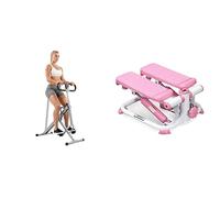 Sunny Health and Fitness Squat Assist Upright Row-N-Ride Rowing Machine + Exercise Stepping Machine, Portable Mini Stair Stepper for Home, Desk or Office Workouts