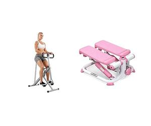 Sunny Health and Fitness Squat Assist Upright Row-N-Ride Rowing Machine + Exercise Stepping Machine, Portable Mini Stair Stepper for Home, Desk or Office Workouts