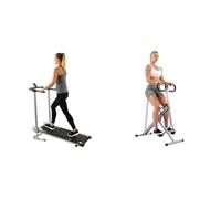 Sunny Health and Fitness Squat Assist Upright Row-N-Ride Rowing Machine + Foldable Manual Treadmill, Non-Electric Incline Exercise, Walking Tread Pad, w/Digital Monitor