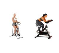 Sunny Health and Fitness Squat Assist Upright Row-N-Ride Rowing Machine + Indoor Cycling Wheel with Magnetic Belt Drive, 136kg MAX Weight, Pedal Hook,Tablet Holder