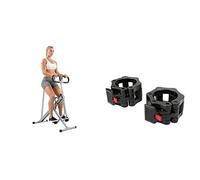 Sunny Health and Fitness Squat Assist Upright Row-N-Ride Rowing Machine + Locking Collar Clamps with Quick Release for Olympic Barbells for Pro Training