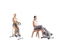 Sunny Health and Fitness Squat Assist Upright Row-N-Ride Rowing Machine + Magnetic Under Desk Mini Exercise Cycle Bike, Dual Function, w/Digital Monitor and Carrying Handle