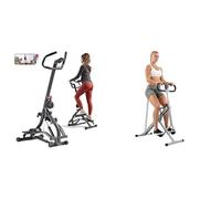 Sunny Health and Fitness Squat Assist Upright Row-N-Ride Rowing Machine + Stair Stepper w/Handlebar, Extended Step Range Machine for Climbing Exercise, Height-Adjustable