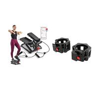 Sunny Health and Fitness Total Body Smart 2-in-1 Stepper Machine, Total Body Workout, Adjustable + Locking Collar Clamps with Quick Release for Olympic Barbells for Pro Training