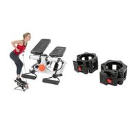 Sunny Health & Fitness Advanced Mini Home Steppers, Total Body Workout Stair Machine w/Resistance + Locking Collar Clamps with Quick Release for Olympic Barbells for Pro Training