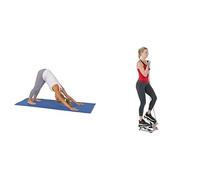 Sunny Health & Fitness Advanced Mini Home Steppers, Total Body Workout Stair Machine w/Resistance + Yoga Mat - Blue