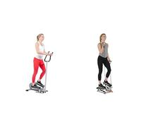 Sunny Health & Fitness Advanced Twist Stepper Machine, Portable Mini Stair Stepper, Resistance Bands + Magnetic Underdesk/Standing Portable Ellittical Machine