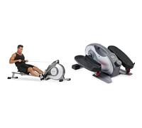 Sunny Health & Fitness Magnetic Rowing Machine, Extra Long Slide Rail, 8 Levels Resistance + Smart Portable Fully Assembled Magnetic Under Desk Elliptical Peddler, Pedal Exerciser