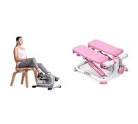 Sunny Health & Fitness Magnetic Under Desk Mini Exercise Cycle Bike, Dual Function Pedal Exerciser + Exercise Stepping Machine, Portable Mini Stair Stepper for Home, Desk or Office Workouts