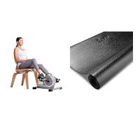 Sunny Health & Fitness Magnetic Under Desk Mini Exercise Cycle Bike, Dual Function Pedal Exerciser + Treadmill Mat -Small - NO. 083 , Black