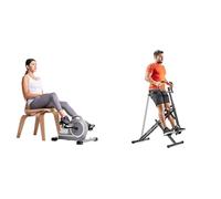 Sunny Health & Fitness Magnetic Under Desk Mini Exercise Cycle Bike, Dual Function Pedal Exerciser + Upright Row-N-Ride, Versatile Full-Body Workout Squat Assist Trainer, Easy Setup & Foldable
