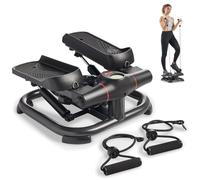 Sunny Health & Fitness Mini Stepper con Bandas de Resistencia para Casa | Cuerpo Completo Cardio, Resistencia Hidráulica, No Assembly, Bajo Impacto, App SunnyFit, 115-180 kg Capacidad