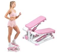 Sunny Health & Fitness Mini Stepper con Bandas de Resistencia para Casa | Cuerpo Completo Cardio, Resistencia Hidráulica, No Assembly, Bajo Impacto, App SunnyFit, 115-180 kg Capacidad