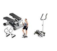 Sunny Health & Fitness Mini Stepper Machine, Stair Stepper Exercise Equipment with Resistance Bands + Magnetic Underdesk/Standing Portable Ellittical Machine