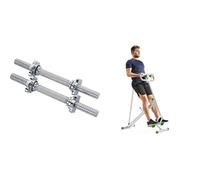 Sunny Health & Fitness Row-N-Ride Squat Assist Trainer with Adjustable Resistance + 35.5 cm (14") Threaded Chrome Dumbbell Bar