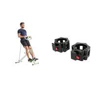 Sunny Health & Fitness Row-N-Ride Squat Assist Trainer with Adjustable Resistance + Locking Collar Clamps with Quick Release for Olympic Barbells for Pro Training