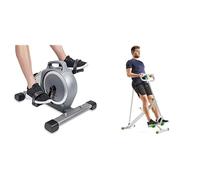 Sunny Health & Fitness Row-N-Ride Squat Assist Trainer with Adjustable Resistance + Magnetic Under Desk Mini Exercise Cycle Bike, Dual Function, w/Digital Monitor and Carrying Handle