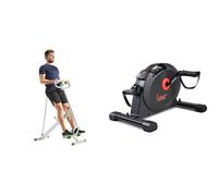 Sunny Health & Fitness Row-N-Ride Squat Assist Trainer with Adjustable Resistance + Under Desk Dual Function Smart Mini Arm & Leg Pedal Exerciser Cycle Bikes with SunnyFit App