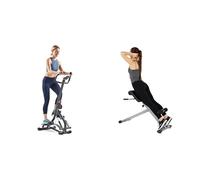 Sunny Health & Fitness Stair Stepper w/Handlebar, Extended Step Range Machine for Climbing Exercise + 45 Degree Hyperextension Roman Chair, Steel, Grey, One Size SF-BH6629