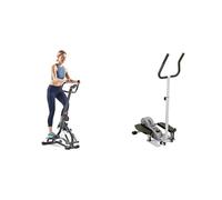 Sunny Health & Fitness Stair Stepper w/Handlebar, Extended Step Range Machine for Climbing Exercise + Magnetic Underdesk/Standing Portable Ellittical Machine