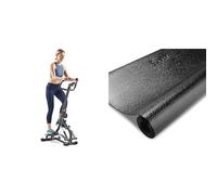 Sunny Health & Fitness Stair Stepper w/Handlebar, Extended Step Range Machine for Climbing Exercise + Treadmill Mat -Small - NO. 083, Black