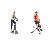 Sunny Health & Fitness Stair Stepper w/Handlebar, Extended Step Range Machine for Climbing Exercise + Upright Row-N-Ride, Versatile Full-Body Workout Squat Assist Trainer