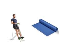 Sunny Health & FitnessRow-N-Ride Squat Assist Trainer for Glutes & Full Body Cardio Workout + Yoga Mat - Blue
