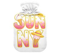 Sunny Ice Cream - Botellas de agua caliente de verano con cubierta suave, bolsas de agua de 2 L para calambres menstruales