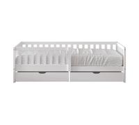 Sunny Isa Cama infantil con 2 cajones, bianca | Cama sin colchon | Cama infantil con barrera de seguridad | 206 x 98 cm / para colchon de dimensiones: 90 x 200 cm.